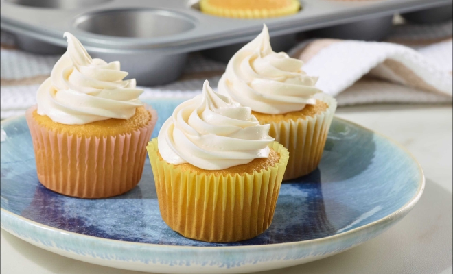 Cupcake cup group on a plate