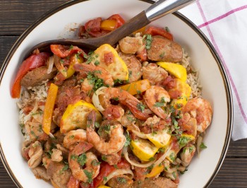 Slow Cooker Chicken, Sausage & Shrimp Jambalaya